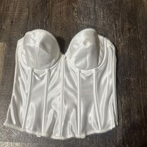 Dominique White Satin Strapless Bustier Corset